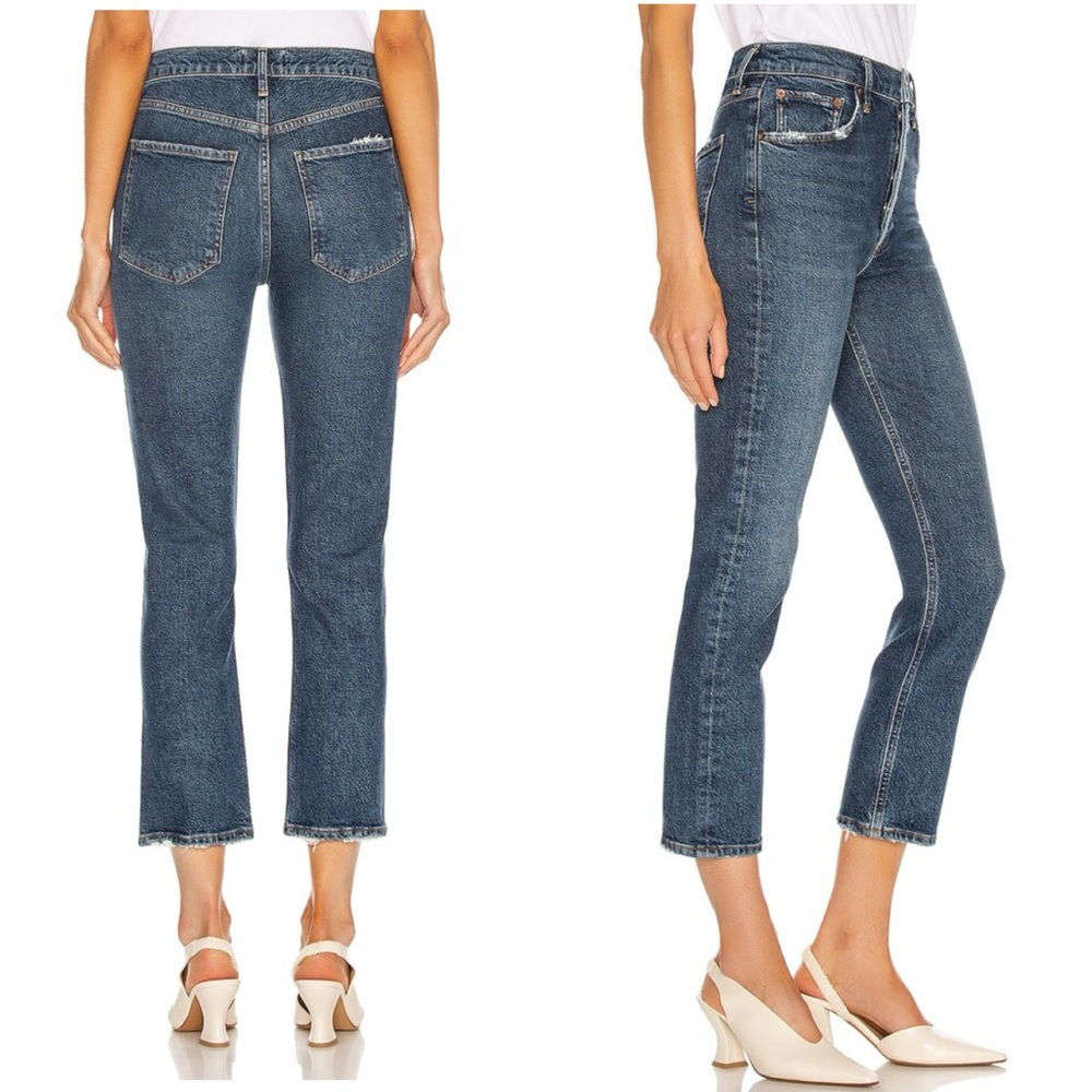 Agolde Riley High Rise Straight Crop Jeans Pastime/Panorama Organic 27 EUC